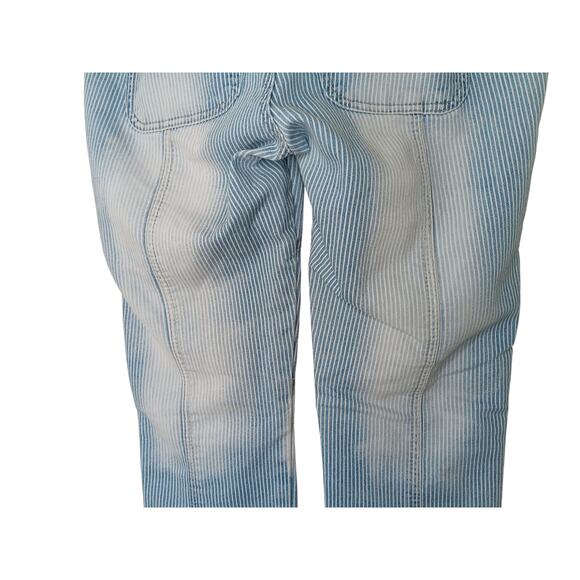 Free People Women’s Striped Patchwork Jeans Size 28 Blue White Distressed - Picture 10 of 16